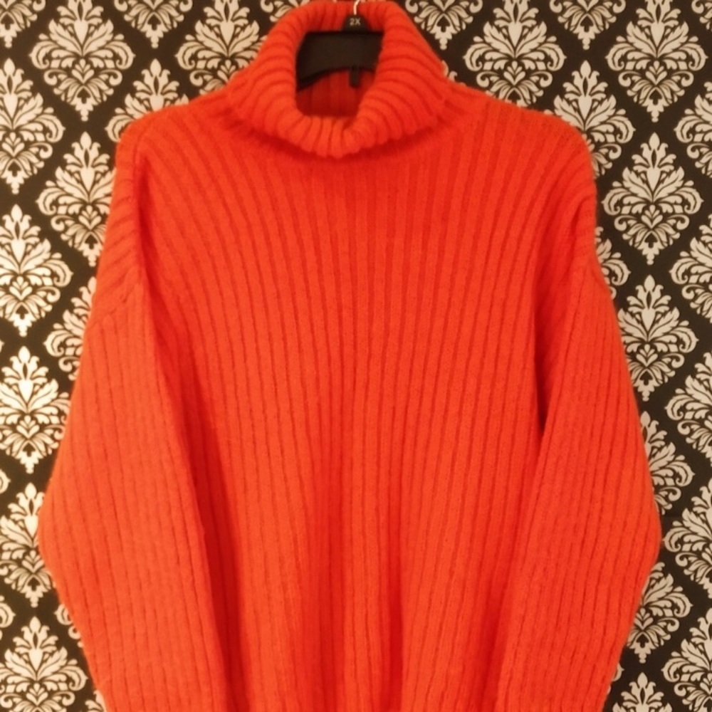 Orange Chunky Turtleneck Sweater